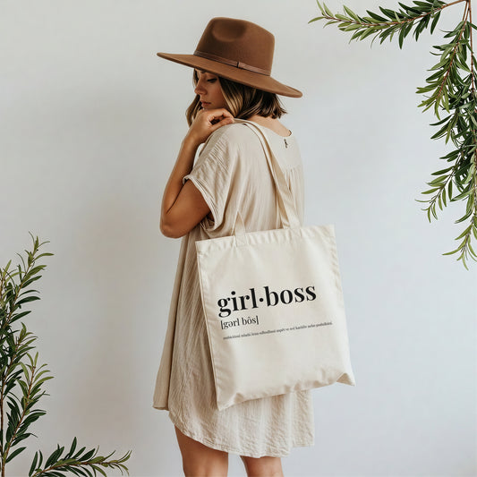 girl·boss s definicí – elegantní taška pro ambiciózní ženy