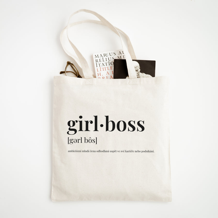 girl·boss s definicí – elegantní taška pro ambiciózní ženy