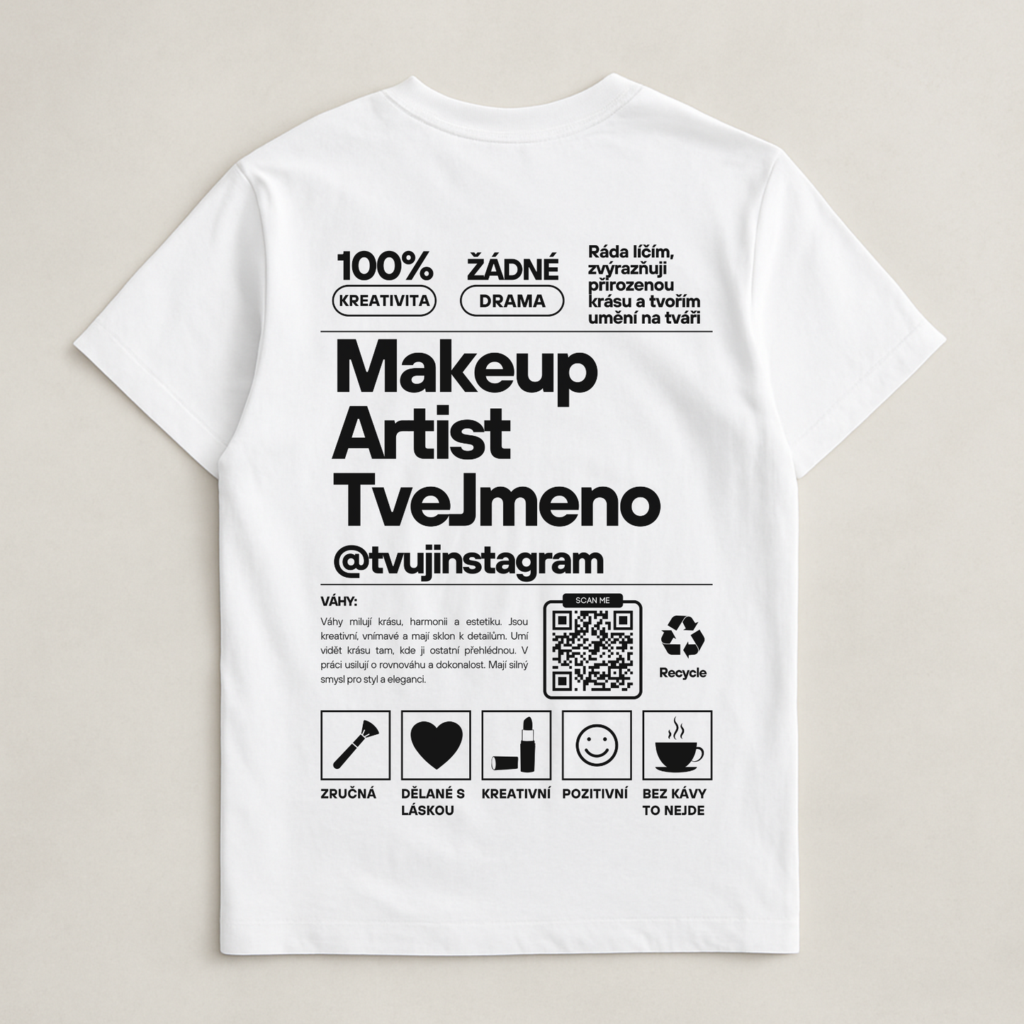 Personalizované tričko pro vizážistky